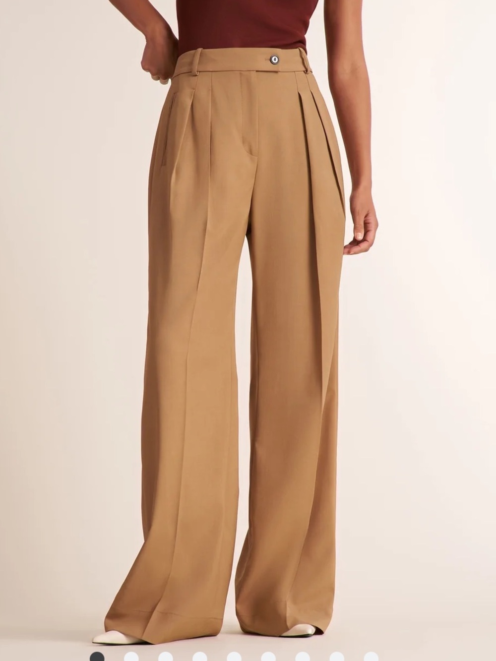 M.M.LaFleur Bia Wide-Leg High-Waist Pleated Trousers - Camel